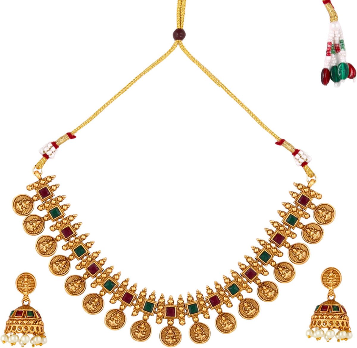 Fashion Frill Women's Traditional Gold Plated Pearl Necklace Set